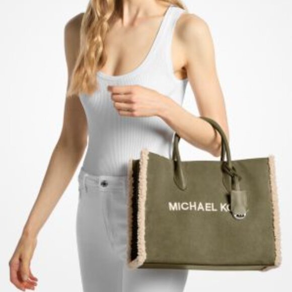 Mirella Medium Suede and Faux Shearling Tote Bag - Picture 2 of 5